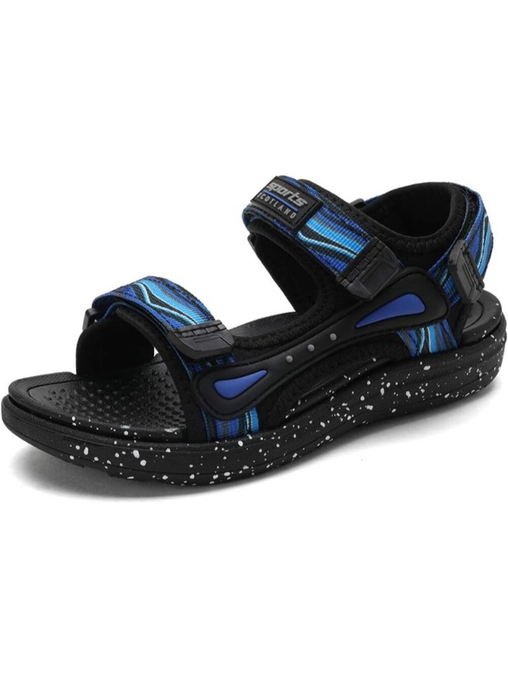 〽️ Kids Boy Black/blue Leather Rubber Sole Beach Outdoor Open Toe Sport Sandals